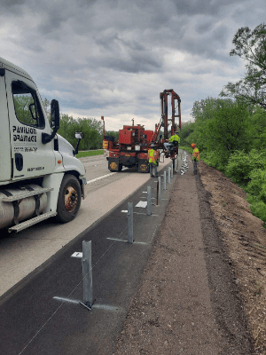 Guide Rail Installation along Highway